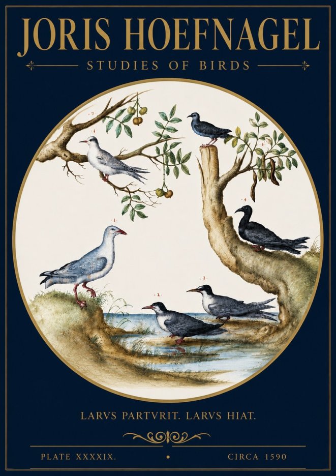 Joris Hoefnagel Studies of Birds II No4 - Poster