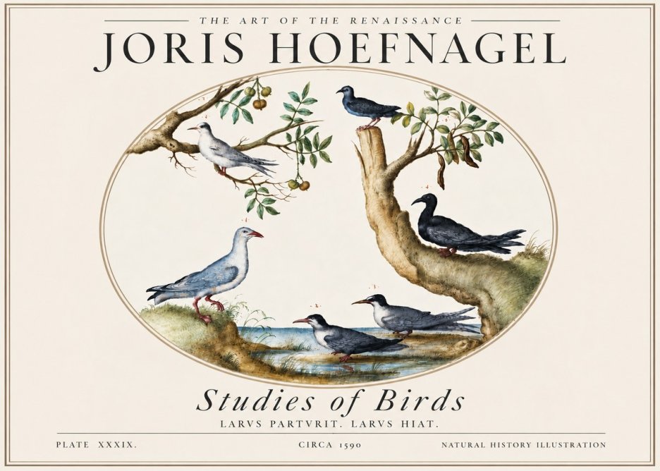 Joris Hoefnagel Studies of Birds II No5 - Poster
