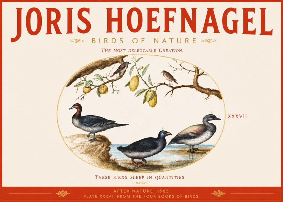 Joris Hoefnagel Plate Xxxvii from the Four Books of Birds No3 - Poster