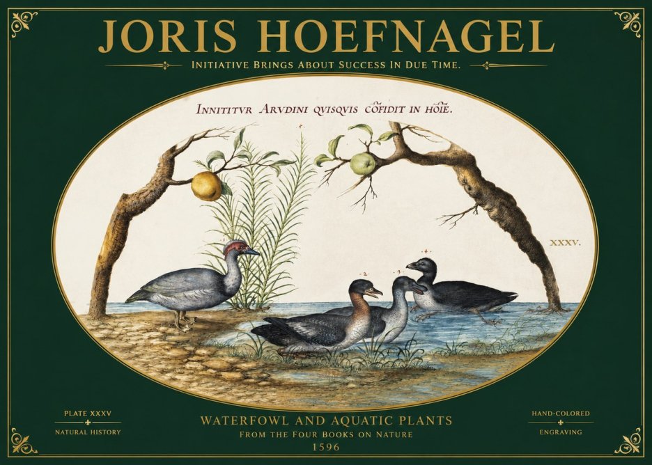 Joris Hoefnagel Waterfowl and Aquatic Plants No2 - Poster