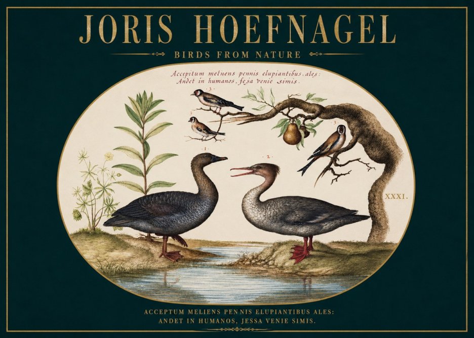 Joris Hoefnagel Acceptiem Meliens Pennis Fupidantibus Ales No3 - Poster