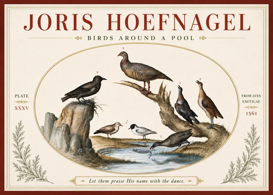 Joris Hoefnagel Birds Around a Pool No4 - Poster