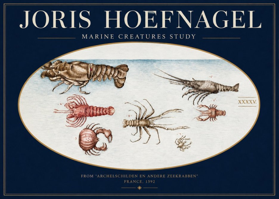 Joris Hoefnagel Studies of Crustaceans No4 - Poster