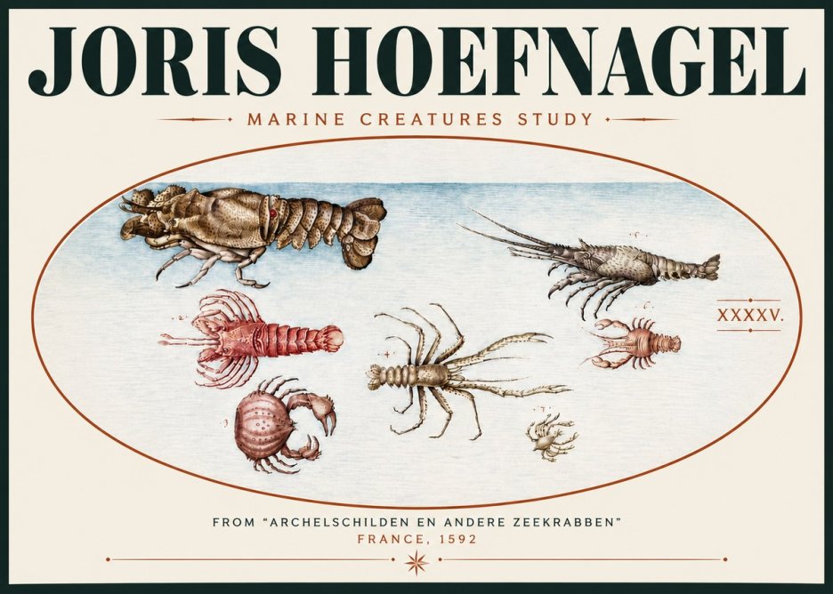 Joris Hoefnagel Studies of Crustaceans No6 - Poster