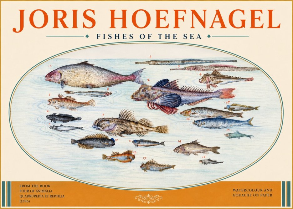 Joris Hoefnagel Fishes of the Sea III No3 - Poster