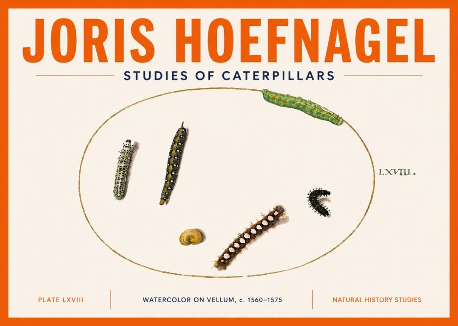 Joris Hoefnagel Studies of Caterpillars No5 - Poster