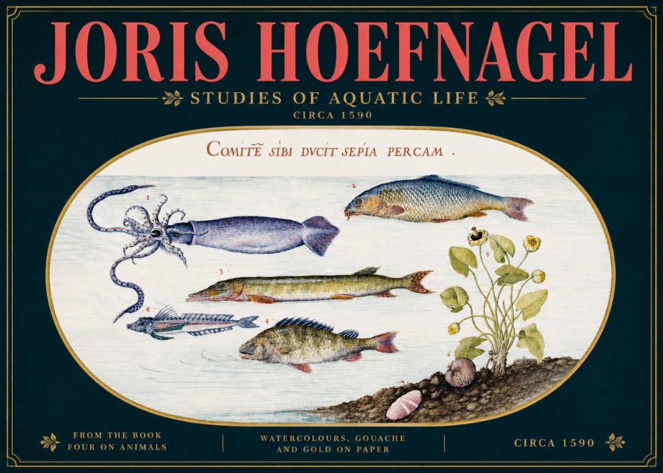 Joris Hoefnagel Comitẽ Sibi Ducit Sepia Percam. No5 - Poster