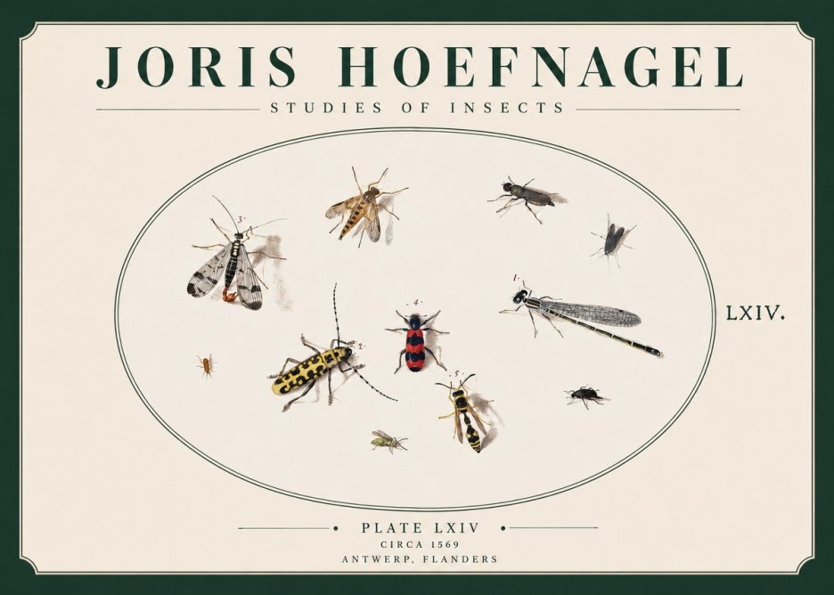 Joris Hoefnagel Studies of Insects - Plate Lxiv No3 - Poster