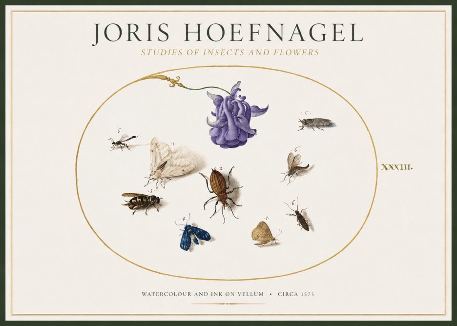 Joris Hoefnagel Studies of Insects and Flowers No1 - Poster