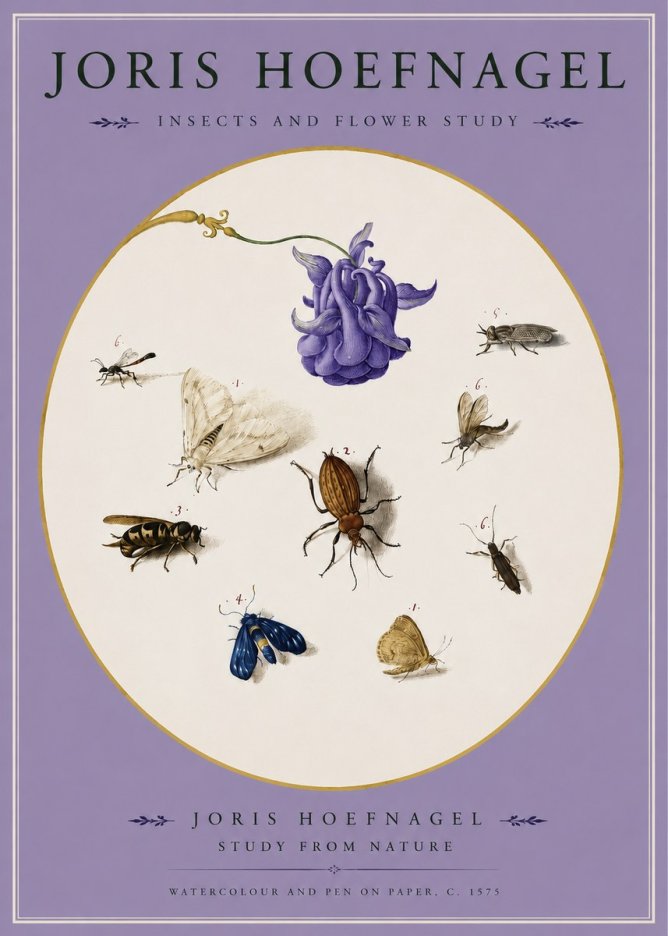 Joris Hoefnagel Studies of Insects and Flowers No3 - Poster