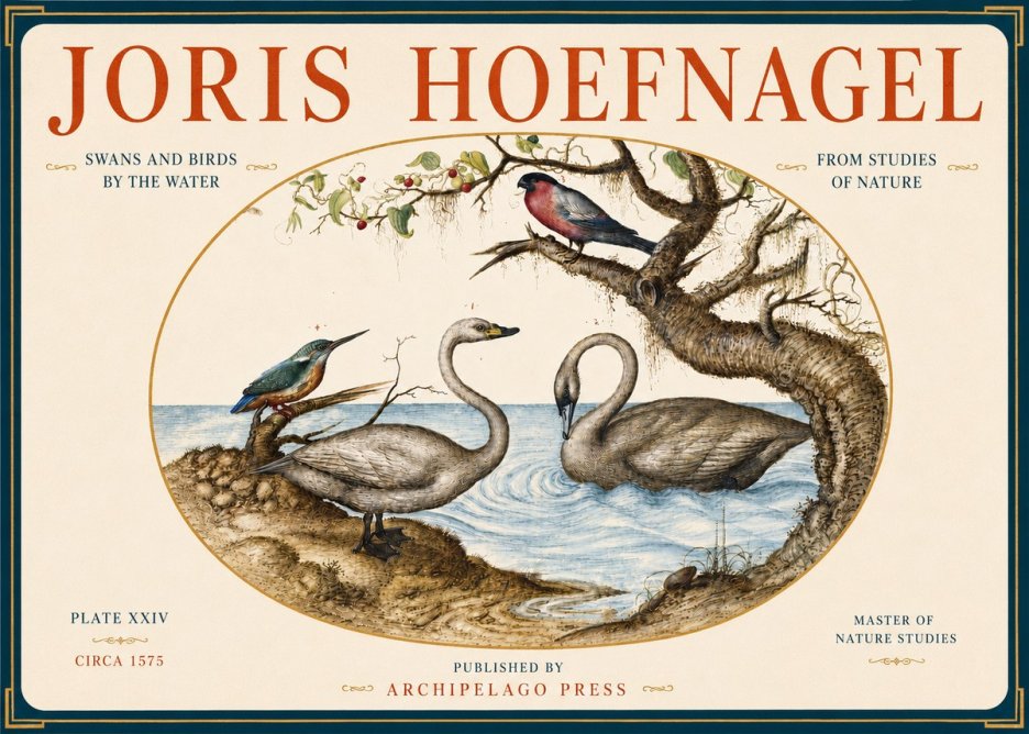 Joris Hoefnagel Swans and Birds by the Water No4 - Poster