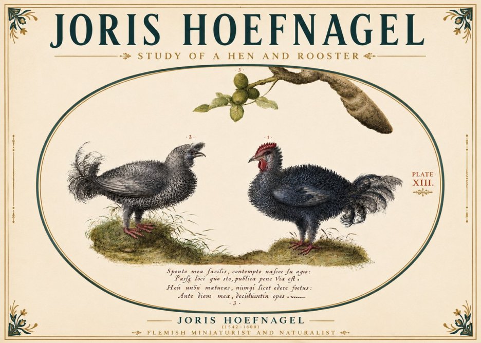 Joris Hoefnagel Study of a Hen and Rooster No6 - Poster