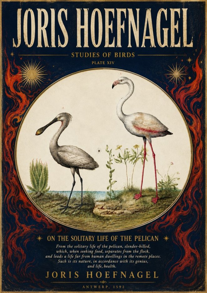 Joris Hoefnagel The Solitary Sanctuary of the Spoonbill and the Flamingo No6 - Poster
