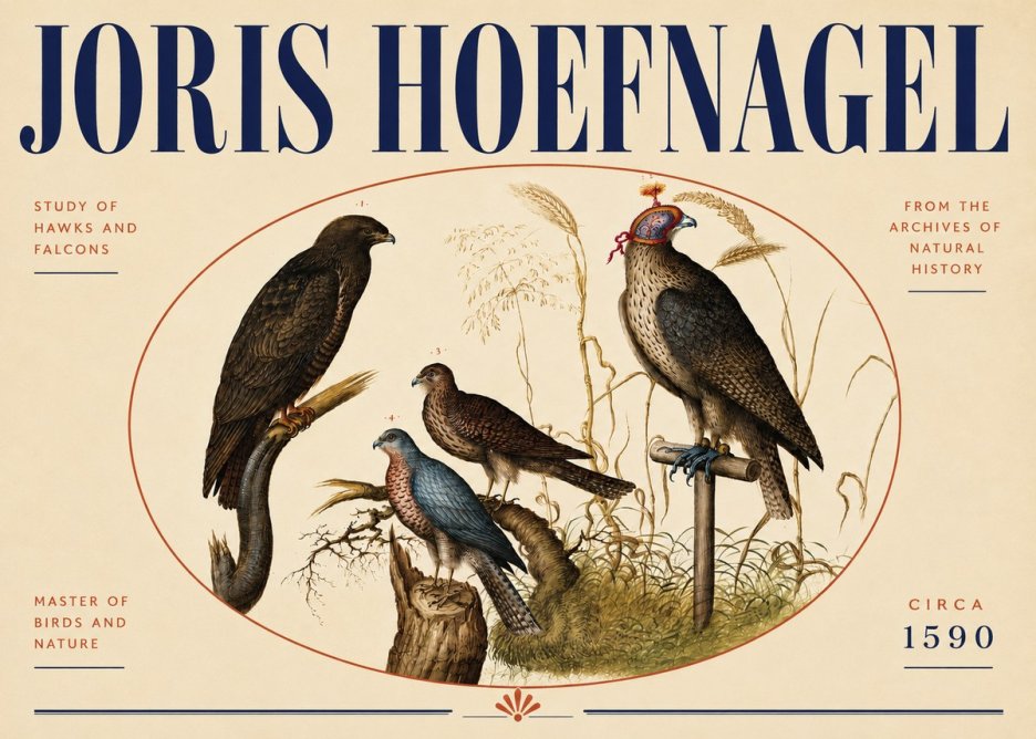 Joris Hoefnagel Studies of Hawks and Falcons No5 - Poster