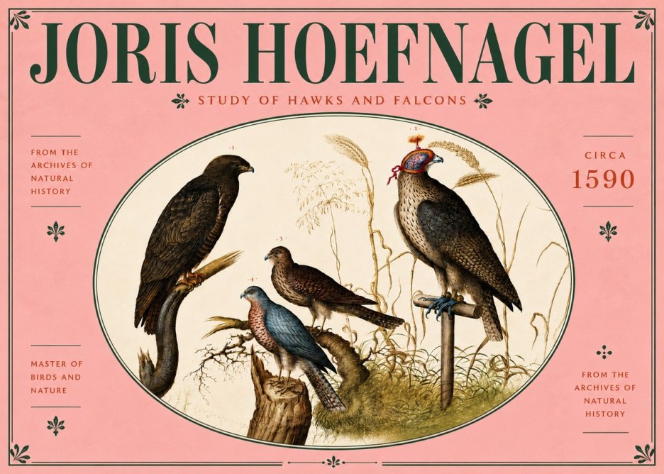Joris Hoefnagel Studies of Hawks and Falcons No6 - Poster