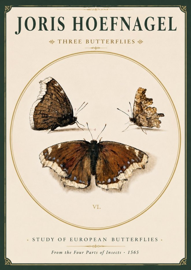 Joris Hoefnagel Three Butterflies I No3 - Poster
