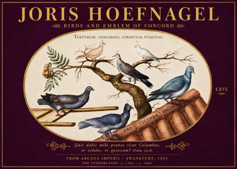 Joris Hoefnagel Birds and Emblem of Concord No5 - Poster