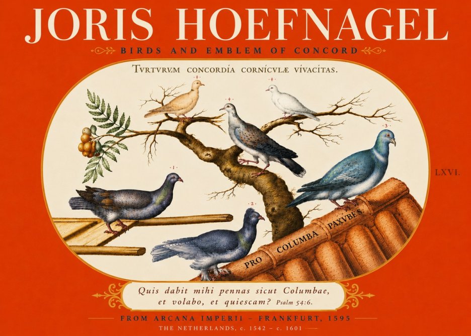 Joris Hoefnagel Birds and Emblem of Concord No6 - Poster