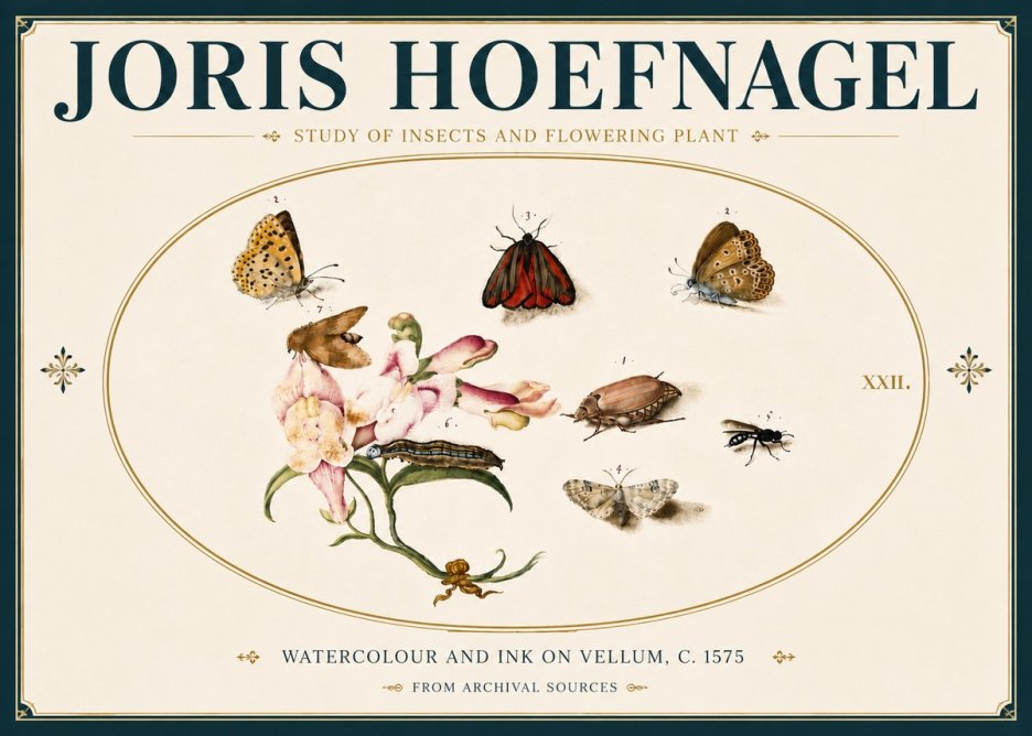 Joris Hoefnagel Study of Insects and Flowering Plant No6 - Poster