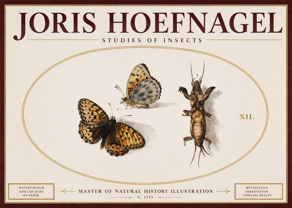 Joris Hoefnagel Studies of Insects Xii No5 - Poster