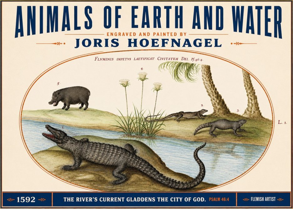 Joris Hoefnagel Animals of Earth and Water No3 - Poster