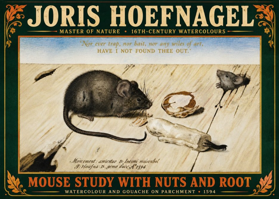 Joris Hoefnagel Mouse Study with Nuts and Root No6 - Poster