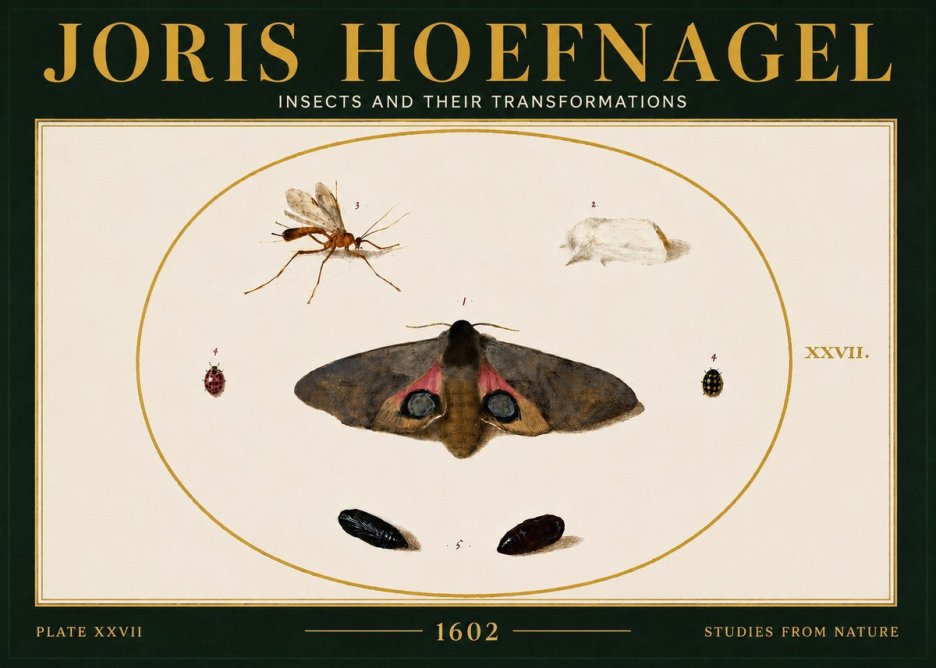 Joris Hoefnagel Insects and Their Transformations - Plate Xxvii No6 - Poster