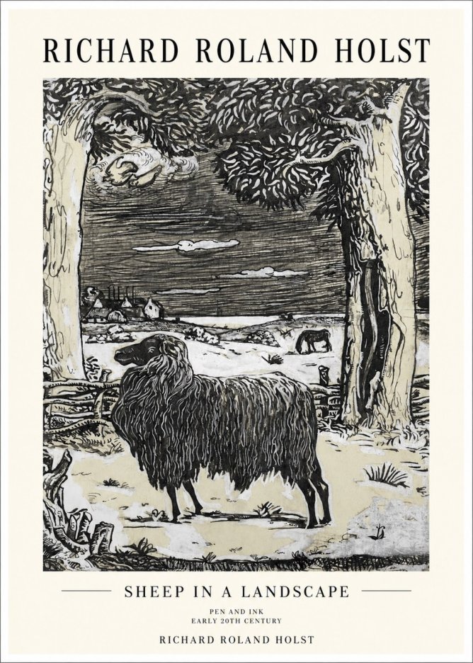 Richard Roland Holst Sheep in a Landscape No1 - Poster