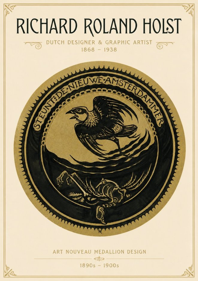 Richard Roland Holst Art Nouveau Medallion Design No3 - Poster