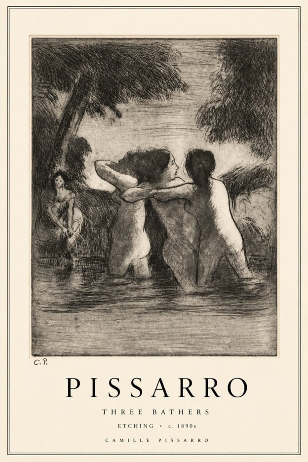 Pissarro Three Bathers No2 - Poster