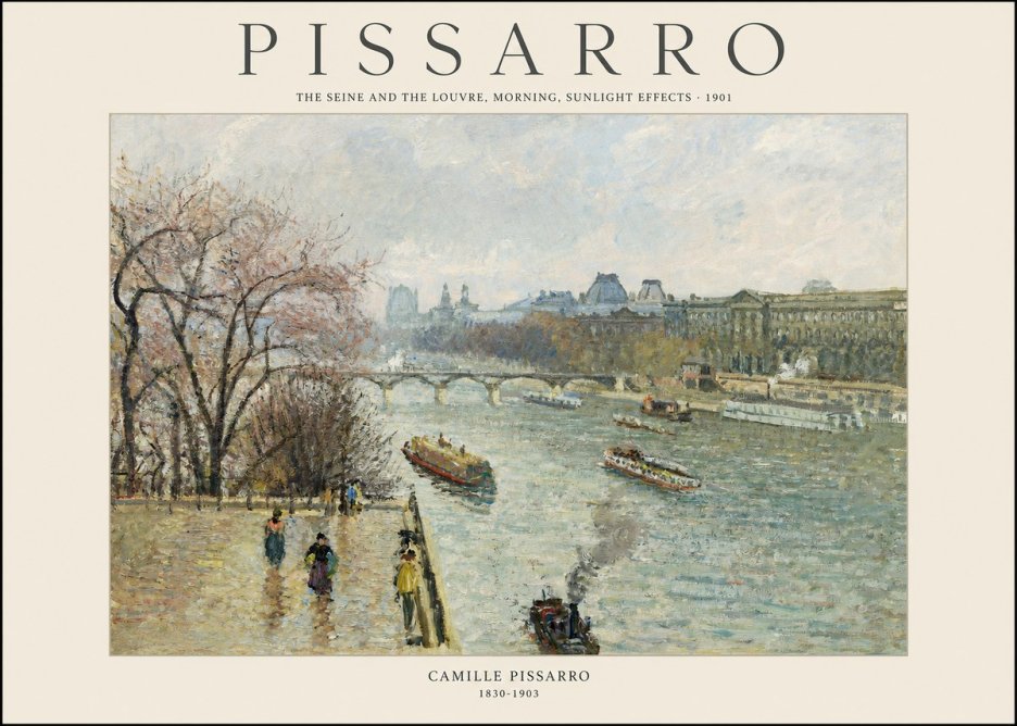 Pissarro The Seine and the Louvre, Morning, Sunlight Effects - 1901 No1 - Poster