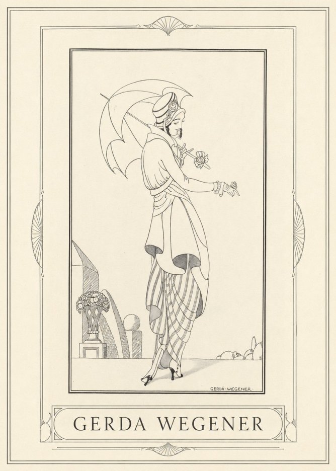 Gerda Wegener Elegant Figure with Parasol No1 - Poster