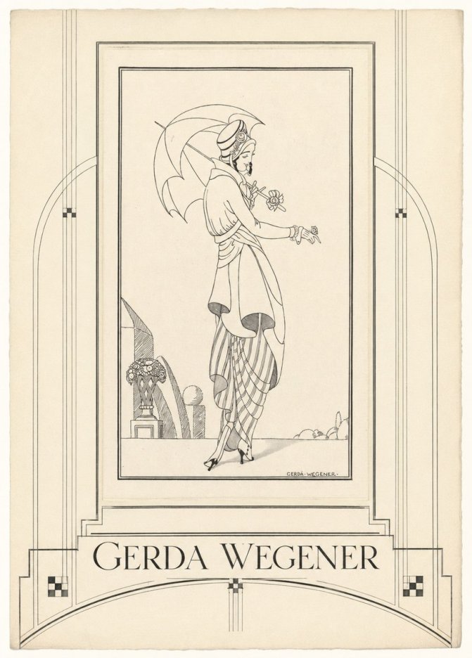 Gerda Wegener Elegant Figure with Parasol No6 - Poster