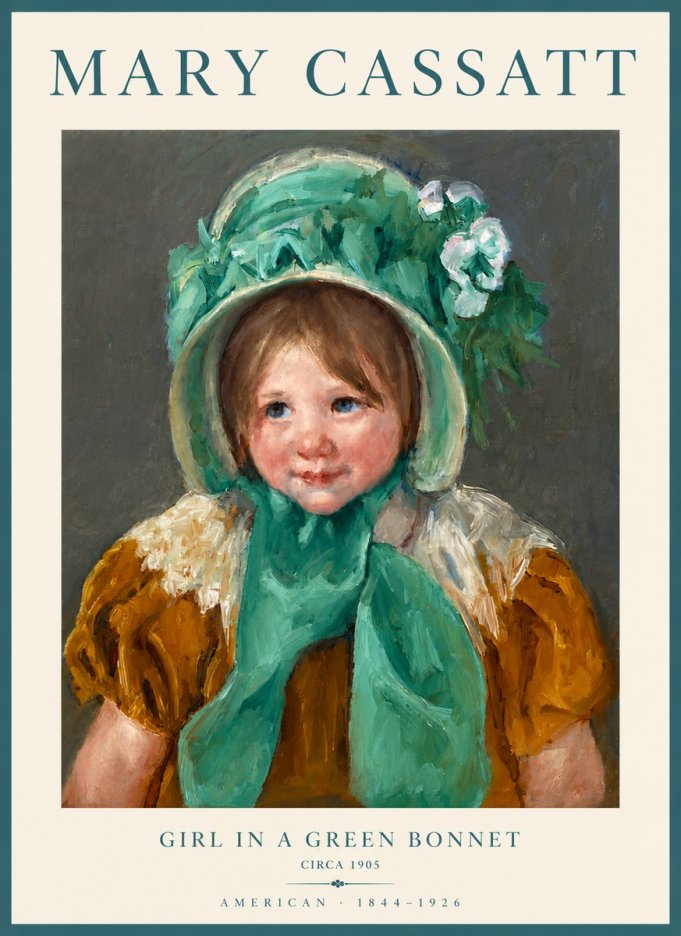 Mary Cassatt Girl in a Green Bonnet No6 - Poster