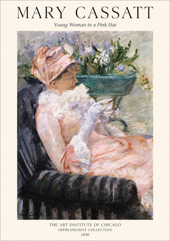 Mary Cassatt Young Woman in a Pink Hat No1 - Poster