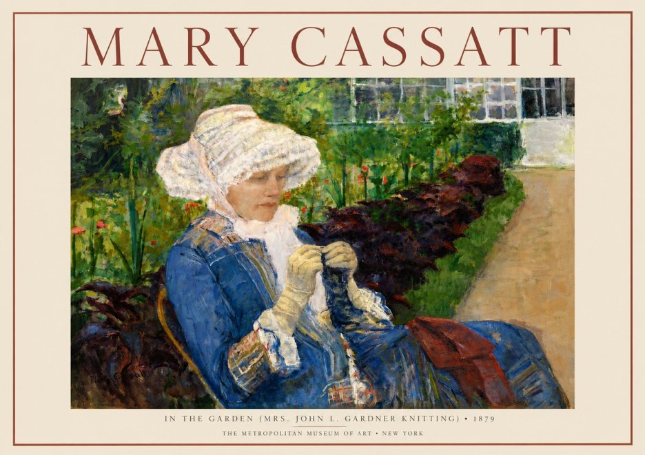 Mary Cassatt In the Garden (Mrs. John L. Gardner Knitting) No3 - Poster