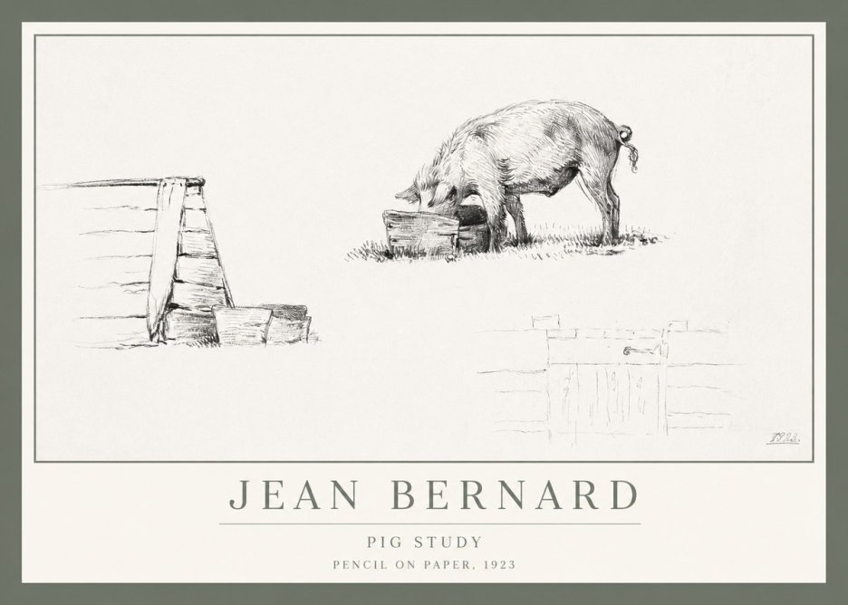 Jean Bernard Pig Study No1 - Poster
