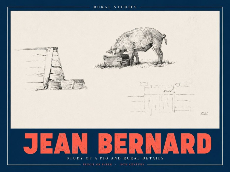 Jean Bernard Pig Study No3 - Poster