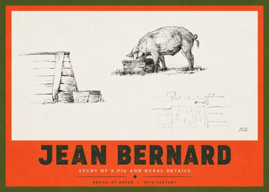 Jean Bernard Pig Study No4 - Poster