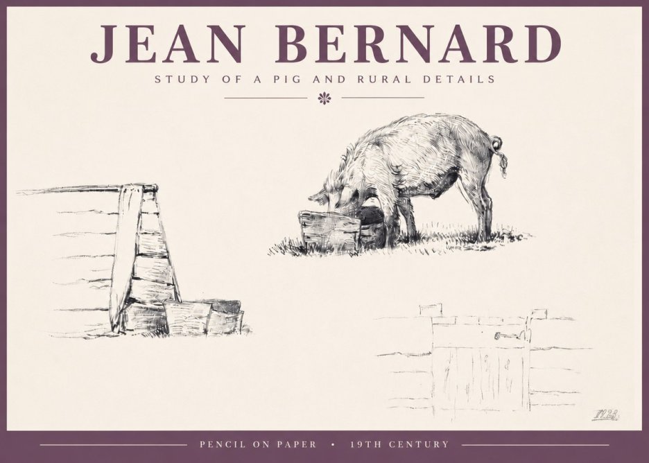Jean Bernard Pig Study No5 - Poster