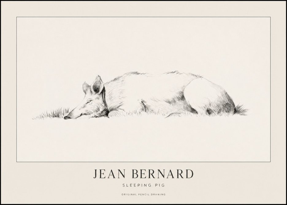 Jean Bernard Sleeping Pig II No1 - Poster