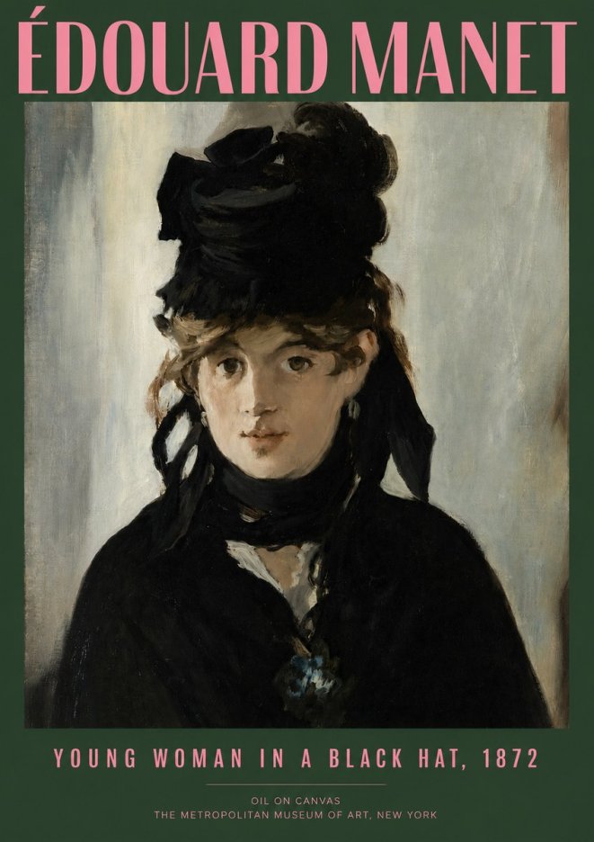 Édouard Manet Young Woman in a Black Hat, 1872 No2 - Poster