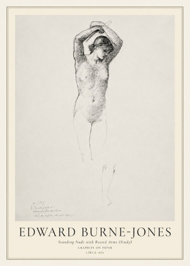 Edward Burne-Jones Standing Nude with Raised Arms (Study) No1 - Poster