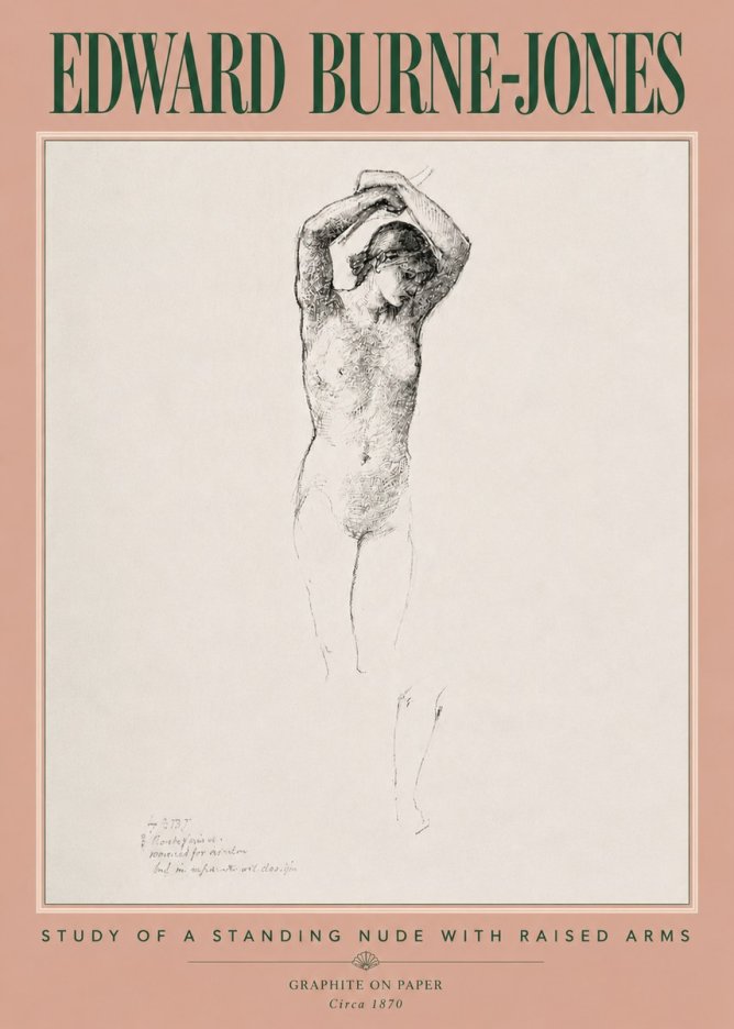 Edward Burne-Jones Standing Nude with Raised Arms (Study) No5 - Poster