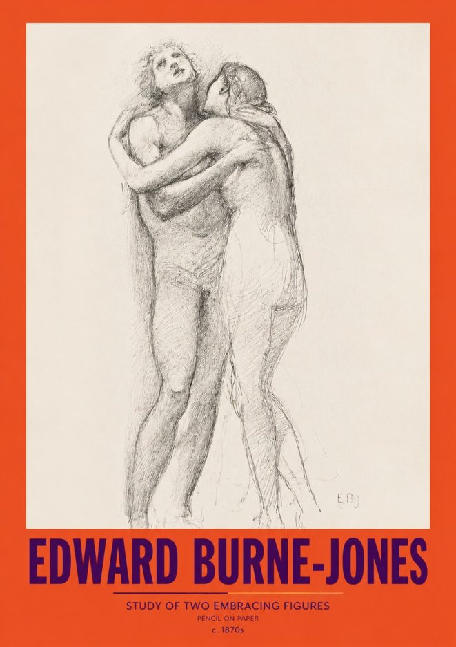 Edward Burne-Jones Study of Two Embracing Figures No2 - Poster