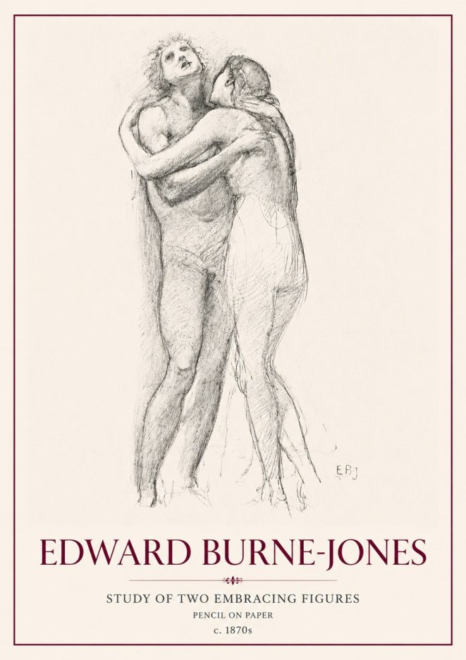 Edward Burne-Jones Study of Two Embracing Figures No6 - Poster