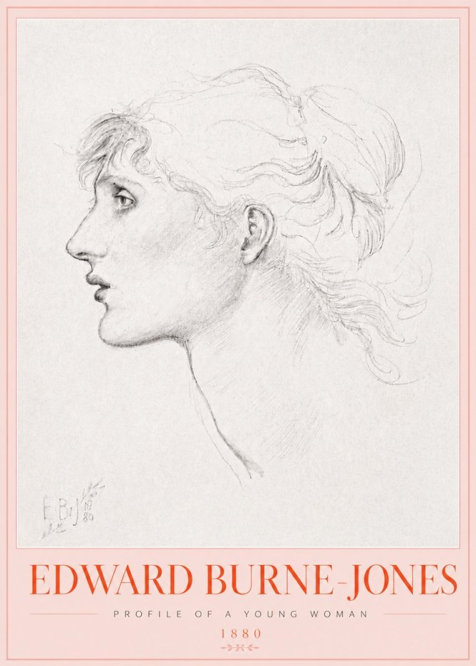 Edward Burne-Jones Profile of a Young Woman No3 - Poster