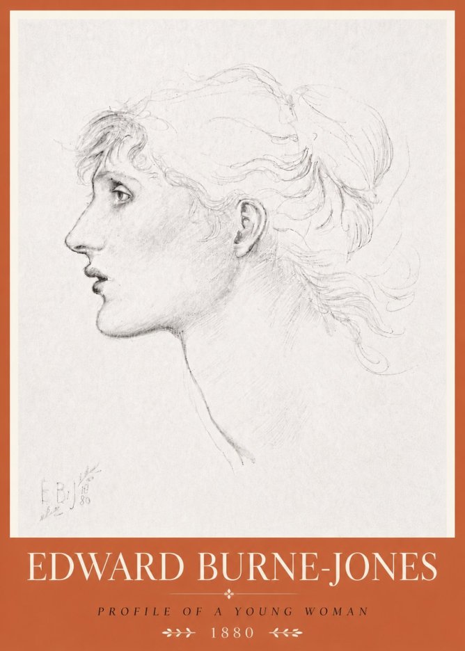 Edward Burne-Jones Profile of a Young Woman No6 - Poster