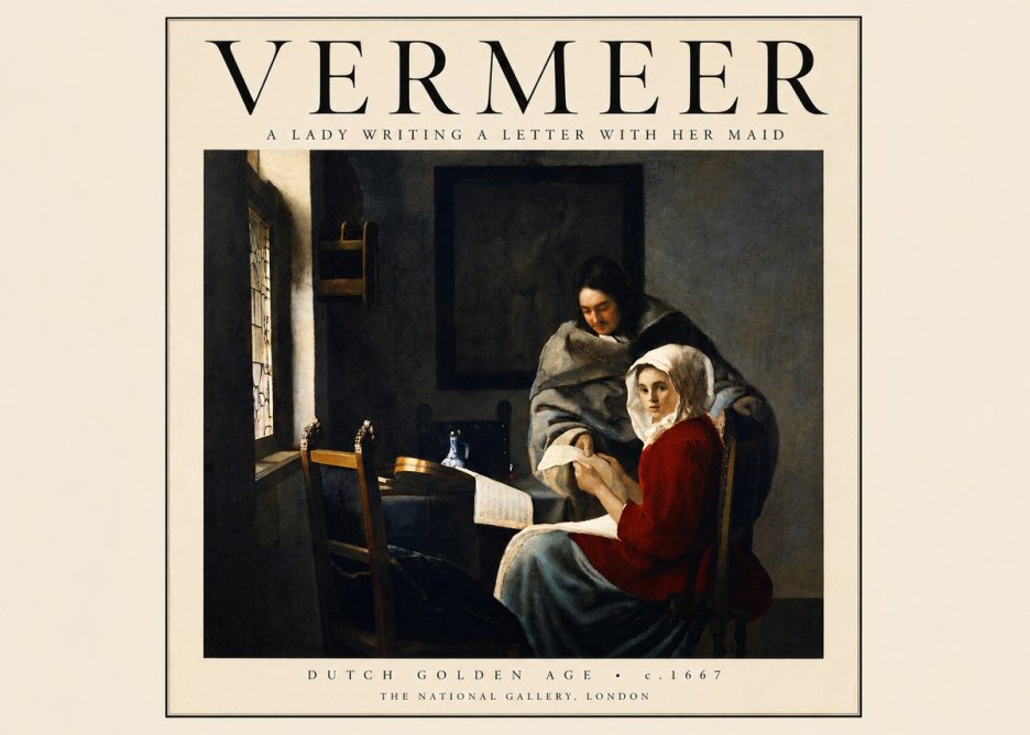 Vermeer A Lady Writing a Letter with Her Maid I No3 - Poster
