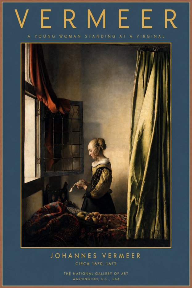 Vermeer A Young Woman Standing at a Virginal No2 - Poster